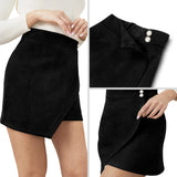 Mini Skirt for Women Elastic High Waist Bodycon Wrap Skirt Silky Smooth Stretchy Suede Skirt