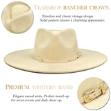 Big Wide Brim Felt Rancher Fedora Hat for Women and Men - Boho Western Hat with 4 inches Flat Brim (Cream Beige)