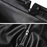 Women's Leather Mini Skirt Stretchy High Waisted Zipper Slit Faux Pleather Bodycon Short Pencil Skirt