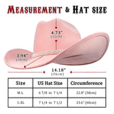 Fluffy Sense Felt Cattleman Crease Western Hats Sparkling rhinestone cowboy hat for Cowgirls with Shapeable Wide Brim, Rose Pink
