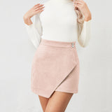 Mini Skirt for Women Elastic High Waist Bodycon Wrap Skirt Silky Smooth Stretchy Suede Skirt