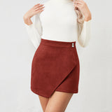 Mini Skirt for Women Elastic High Waist Bodycon Wrap Skirt Silky Smooth Stretchy Suede Skirt