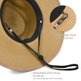 Unisex Wide Brim Sun Hat Straw Panama Rancher Fedora Hat for Men Beach Hat for Women (Brown)