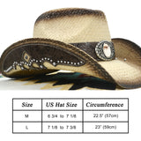 Cowboy Hats for Women and Men Straw Western Hat Embroidered Cowboy Hat for Cowboys and Cowgirls (Tan)