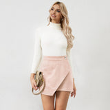 Mini Skirt for Women Elastic High Waist Bodycon Wrap Skirt Silky Smooth Stretchy Suede Skirt