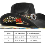 Cowboy Hats for Women and Men Straw Western Hat Embroidered Cowboy Hat for Cowboys and Cowgirls (Black)