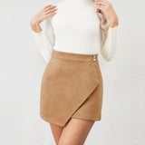 Mini Skirt for Women Elastic High Waist Bodycon Wrap Skirt Silky Smooth Stretchy Suede Skirt