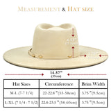 Big Wide Brim Felt Rancher Fedora Hat for Women and Men - Boho Western Hat with 4 inches Flat Brim (Cream Beige)