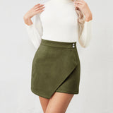 Mini Skirt for Women Elastic High Waist Bodycon Wrap Skirt Silky Smooth Stretchy Suede Skirt