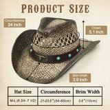 Fluffy Sense Coastal Cowgirl Hat Straw Cowboy Hat Western Beach Sun Hat for Women and Men with Shapeable Brim (Faded Ash Brown)