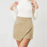 Mini Skirt for Women Elastic High Waist Bodycon Wrap Skirt Silky Smooth Stretchy Suede Skirt