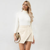 Mini Skirt for Women Elastic High Waist Bodycon Wrap Skirt Silky Smooth Stretchy Suede Skirt