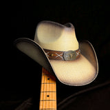 Fluffy Sense Teardrop Crown Unisex Straw Cowboy Cowgirl Hat Western Sun Hat   (Toasted Tan)
