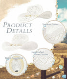 Fluffy Sense Straw Cowboy Hat with Marbled Cowrie Shell Band Western Beach Sun Hat (Coastal White)