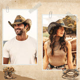 Cowboy Hats for Women and Men Straw Western Hat Embroidered Cowboy Hat for Cowboys and Cowgirls (Brunette)