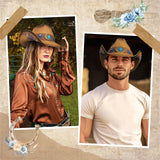 Cowboy Hats for Women and Men Straw Western Hat Embroidered Cowboy Hat for Cowboys and Cowgirls (Brown)