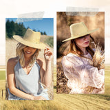 Big Wide Brim Felt Rancher Fedora Hat for Women and Men - Boho Western Hat with 4 inches Flat Brim (Cream Beige)