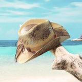 Fluffy Sense Coastal Cowgirl Hat Straw Cowboy Hat Western Beach Sun Hat for Women and Men with Shapeable Brim (Sunkissed Blonde)