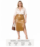 Women's Stretchy High-waisted Croc Embossed Faux Leather Midi Skirt