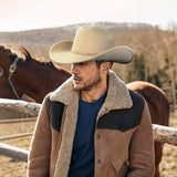 Fluffy Sense Felt Cattleman Crease Western Hats for Cowboys and Cowgirls with Shapeable Wide Brim, Buckskin Tan