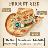 Fluffy Sense Coastal Cowgirl Hat Straw Cowboy Hat Western Beach Sun Hat for Women and Men with Shapeable Brim (Sandstone Tan)