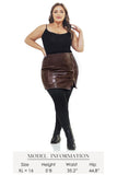 Women's Leather Mini Skirt Stretchy High Waisted Zipper Slit Faux Pleather Bodycon Short Pencil Skirt