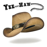 Fluffy Sense Teardrop Crown Unisex Straw Cowboy Cowgirl Hat Western Sun Hat  (Toasted Brown)
