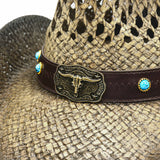 Fluffy Sense Coastal Cowgirl Hat Straw Cowboy Hat Western Beach Sun Hat for Women and Men with Shapeable Brim (Faded Ash Brown)