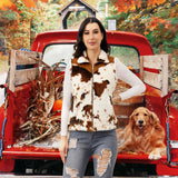 Women's Fuzzy Cow Print Vest Cozy Lightweight Sherpa Fleece Vest for Women Sleeveless Outerwear Jacket with Pockets