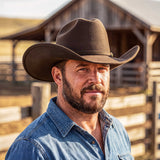 Fluffy Sense Felt Cattleman Crease Western Hats for Cowboys and Cowgirls with Shapeable Wide Brim, Saddle Brown