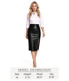 Women's Stretchy High-waisted Croc Embossed Faux Leather Midi Skirt