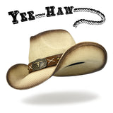 Fluffy Sense Teardrop Crown Unisex Straw Cowboy Cowgirl Hat Western Sun Hat   (Toasted Tan)