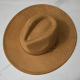 FLUFFY SENSE. Big Wide Brim Fedora Hat for Women - Nashville Outfits Western Hats Women's Felt Panama Rancher Hat (Caramel)