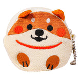 Fluffy Sense Japanese Style Kimono Fabric Cute Puppy Face Portable Plush Coin Purse (Brown)