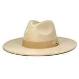 FLUFFY SENSE. Big Wide Brim Fedora Hat for Women - Nashville Outfits Western Hats Women's Felt Panama Rancher Hat (Khaki)