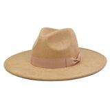 FLUFFY SENSE. Big Wide Brim Fedora Hat for Women - Nashville Outfits Western Hats Women's Felt Panama Rancher Hat (Mocha)