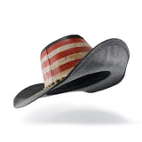 Fluffy Sense Vintage USA American Flag Cowboy Hat Classic Western Style Unisex Cowboy Cowgirl Hat (Black Skull Wings)