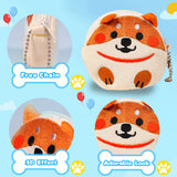 Fluffy Sense Japanese Style Kimono Fabric Cute Puppy Face Portable Plush Coin Purse (Brown)