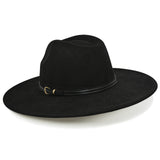 FLUFFY SENSE. Big Wide Brim Fedora Hat for Women - Nashville Outfits Western Hats Women's Felt Panama Rancher Hat (Vintage Black)