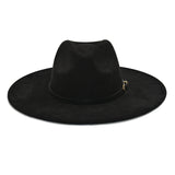 FLUFFY SENSE. Big Wide Brim Fedora Hat for Women - Nashville Outfits Western Hats Women's Felt Panama Rancher Hat (Vintage Black)