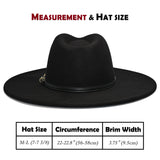 FLUFFY SENSE. Big Wide Brim Fedora Hat for Women - Nashville Outfits Western Hats Women's Felt Panama Rancher Hat (Vintage Black)