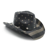 Fluffy Sense Vintage USA American Flag Cowboy Hat Classic Western Style Unisex Cowboy Cowgirl Hat (Classic Black and White)