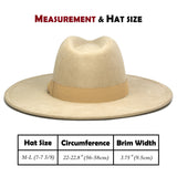 FLUFFY SENSE. Big Wide Brim Fedora Hat for Women - Nashville Outfits Western Hats Women's Felt Panama Rancher Hat (Khaki)