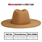 FLUFFY SENSE. Big Wide Brim Fedora Hat for Women - Nashville Outfits Western Hats Women's Felt Panama Rancher Hat (Caramel)