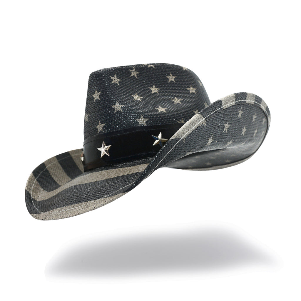 Cappello Da Cowboy Bandiera Americana Vintage | FLUFFY SENSE | Unisex Con Tesa Modellabile | Regalo Patriottico