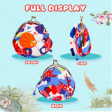 Fluffy Sense Japanese Style Kimono Fabric Cute Smiley Kitty Portable Plush Coin Purse (Blue)