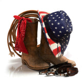 Fluffy Sense. Vintage USA American Flag Cowboy Hat Classic Western Style Unisex Cowboy Cowgirl Hat (Blue USA Pride)