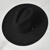 FLUFFY SENSE. Big Wide Brim Fedora Hat for Women - Nashville Outfits Western Hats Women's Felt Panama Rancher Hat (Vintage Black)